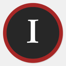 I : Initial I Letter I Red, White & Black Stickers