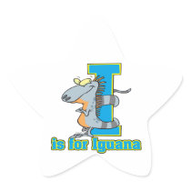 I is for iguana letter abc cartoon star stickers