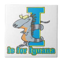 I is for iguana letter abc cartoon tiles