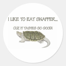 I like to eat snapper.  Hunting, fishing, retro Round Stickers