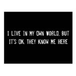 I Live in My Own World, But It's OK. They Know Me Postcards