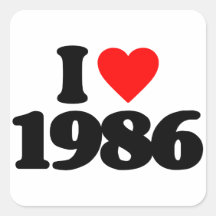 I LOVE 1986 SQUARE STICKER