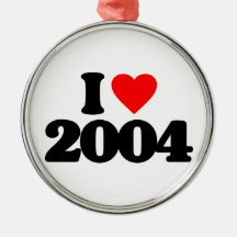 I LOVE 2004 CHRISTMAS TREE ORNAMENTS