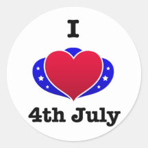 I love 4th of July! Round Stickers