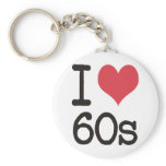 I Love 60s Vintage & Retro Designs! keychains