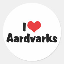 I Love Aardvarks Stickers