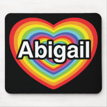 I love Abigail, rainbow heart Mouse Pads