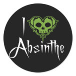 I Love Absinthe Round Sticker