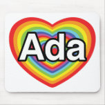 I love Ada, rainbow heart mousepads