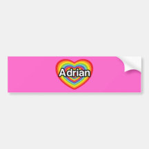 I love Adrian, rainbow heart Bumper Stickers