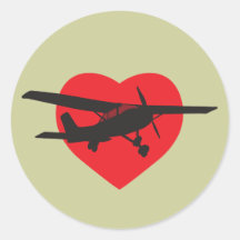 I Love Aeroplanes Round Stickers