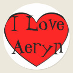 I Love Aeryn Heart stickers