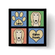 I Love Afghan Hounds Button