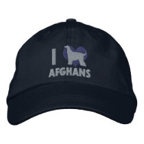 I Love Afghans Blue Embroidered Hat