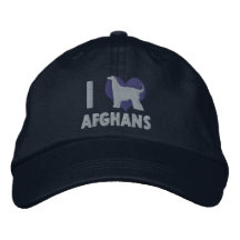 I Love Afghans Blue Embroidered Hat