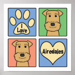 I Love Airedales Poster