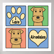I Love Airedales Poster