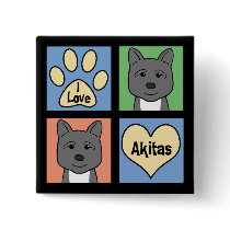 I Love Akitas Buttons