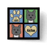 I Love Akitas buttons