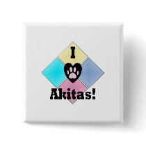 I Love Akitas Pinback Button