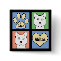 I Love Akitas Pins