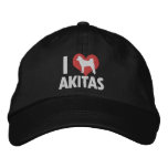 I Love Akitas Embroidered Hat (Dark)