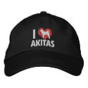 I Love Akitas Embroidered Hat (Dark) embroidered hats