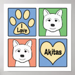 I Love Akitas Poster