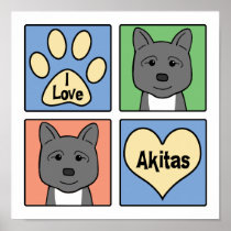 I Love Akitas Posters
