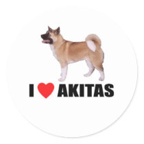 I Love Akitas Round Sticker