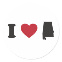 I love Alabama Round Stickers