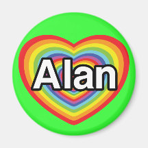 I love Alan, rainbow heart Refrigerator Magnet