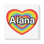 I love Alana, rainbow heart magnets