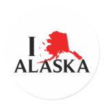 I Love Alaska - I Love AK State Round Sticker