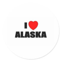 I Love Alaska Round Stickers