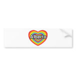I love Alberto, rainbow heart bumper stickers