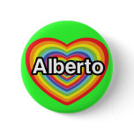 I love Alberto, rainbow heart buttons
