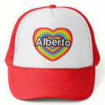 I love Alberto, rainbow heart hats