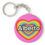 I love Alberto, rainbow heart keychains
