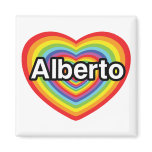 I love Alberto, rainbow heart magnets
