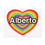 I love Alberto, rainbow heart postcards