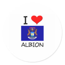 I Love Albion Michigan Round Stickers