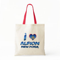 I love Albion, New York Tote Bags