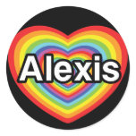 I love Alexis, rainbow heart stickers