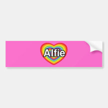 I love Alfie, rainbow heart Bumper Stickers