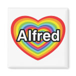I love Alfred, rainbow heart magnets