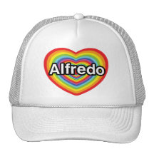 I love Alfredo, rainbow heart Mesh Hat