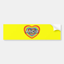 I love Alicia, rainbow heart Bumper Stickers