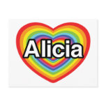 I love Alicia, rainbow heart postcards
