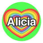 I love Alicia, rainbow heart stickers